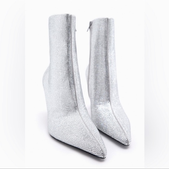 Zara Sparkly High Heel Ankle Boots - Picture 3 of 11
